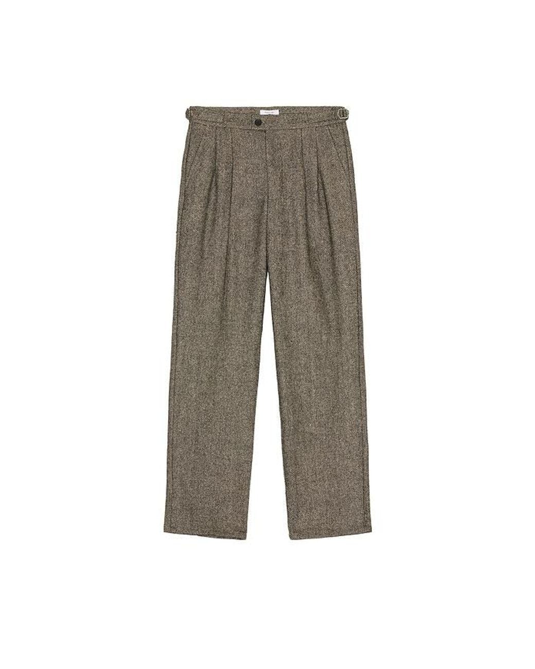 Percival Gray Wilde Birdseye Pleated Trousers for men