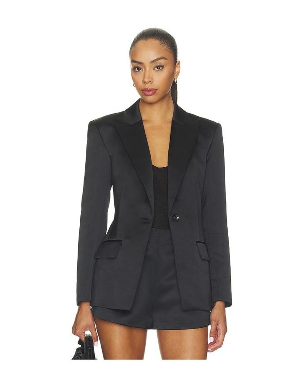 Ulla Johnson Black Soline Satin Blazer