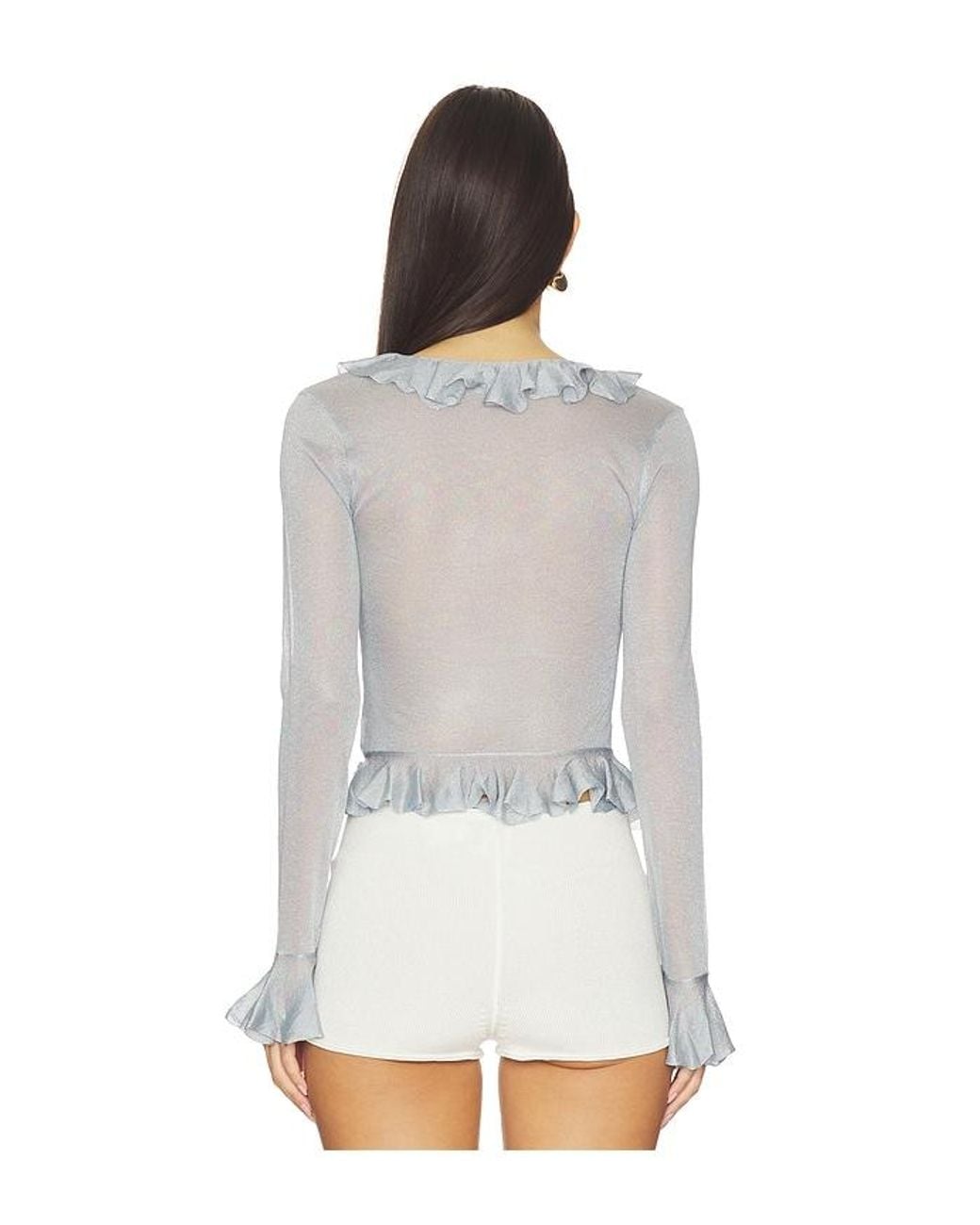 LPA White Attison Ruffle Cardigan