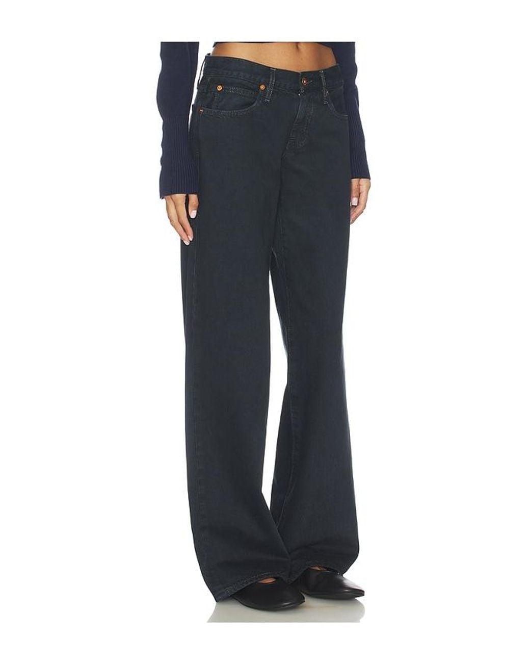 SLVRLAKE Denim Blue Lexi Low Rise Wide Leg Jeans