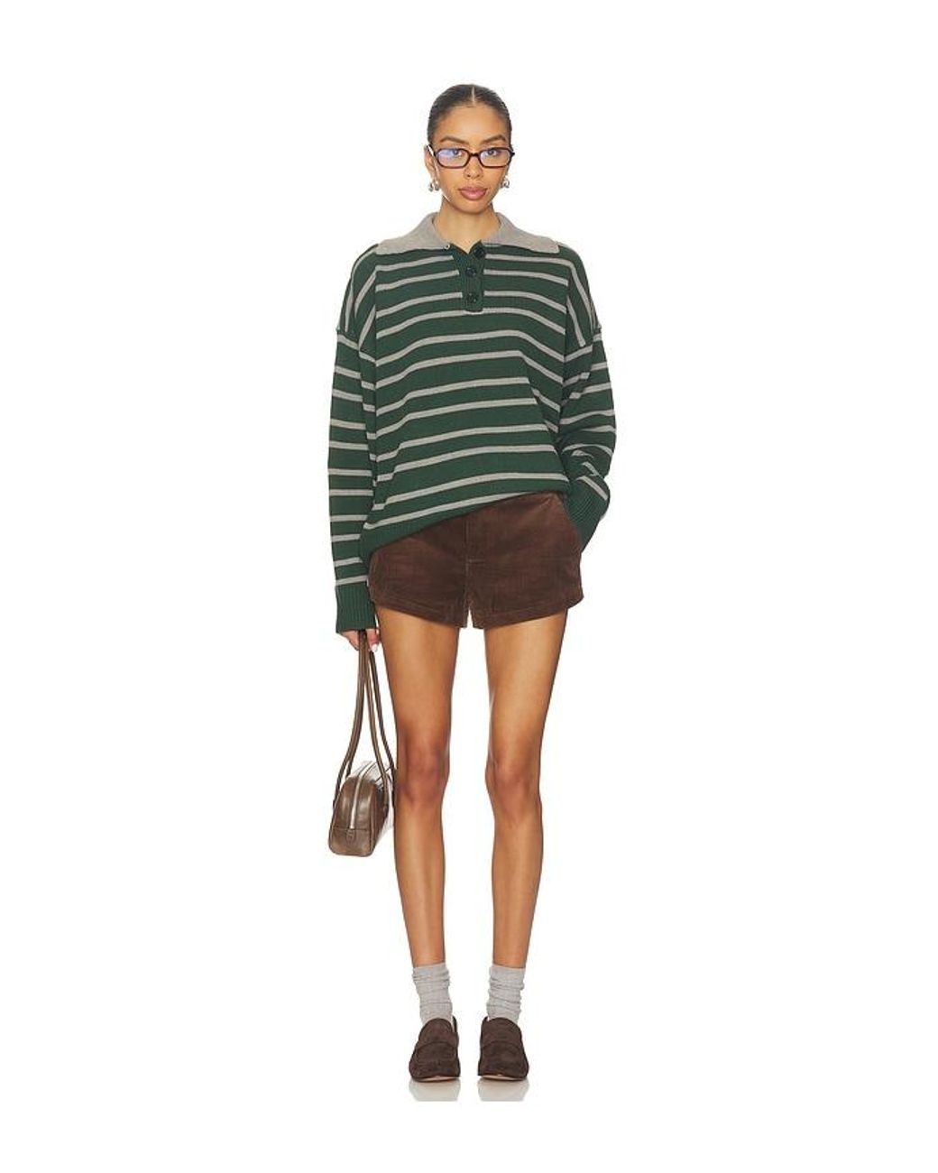 ALL THE WAYS Green Clydie Polo Sweater