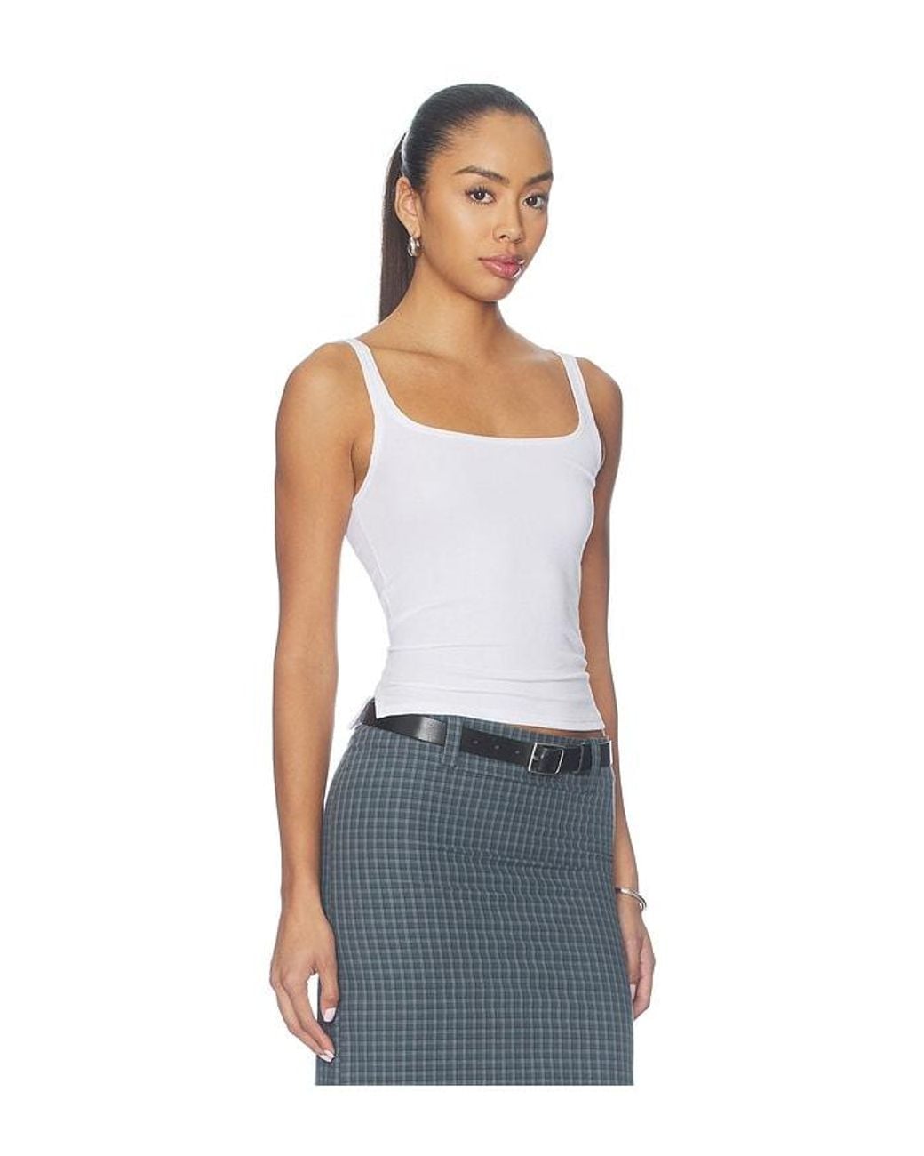 WAO White Square Neck Tank