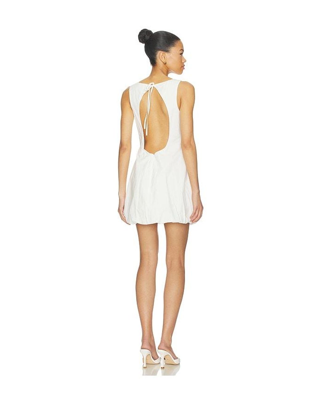 Onia White Fitted Boatneck Bubble Mini Dress