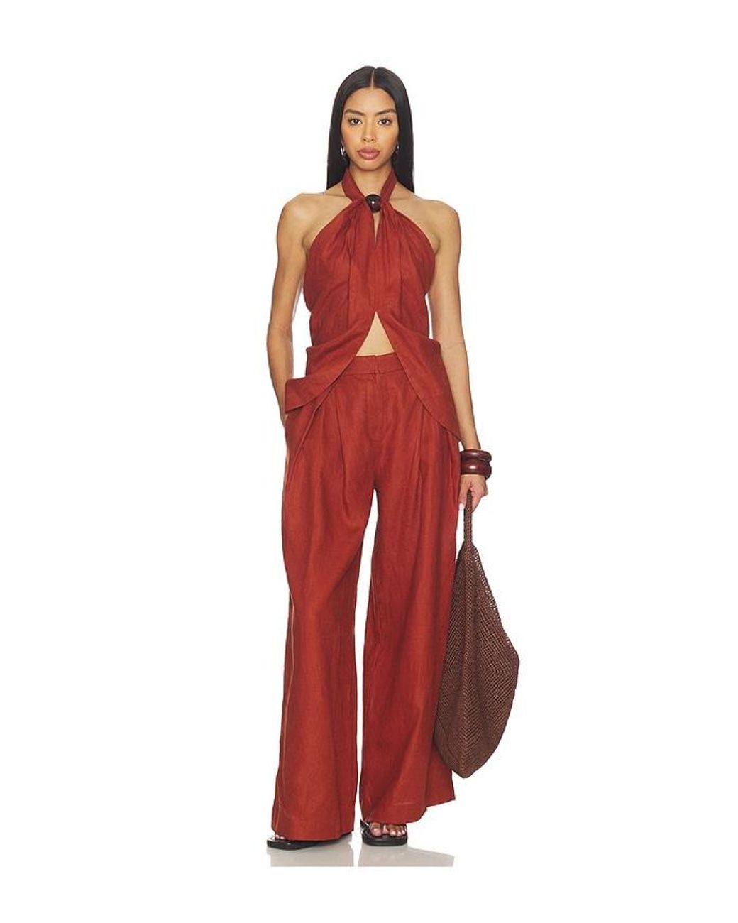 Faithfull The Brand Red Biba Halter Top