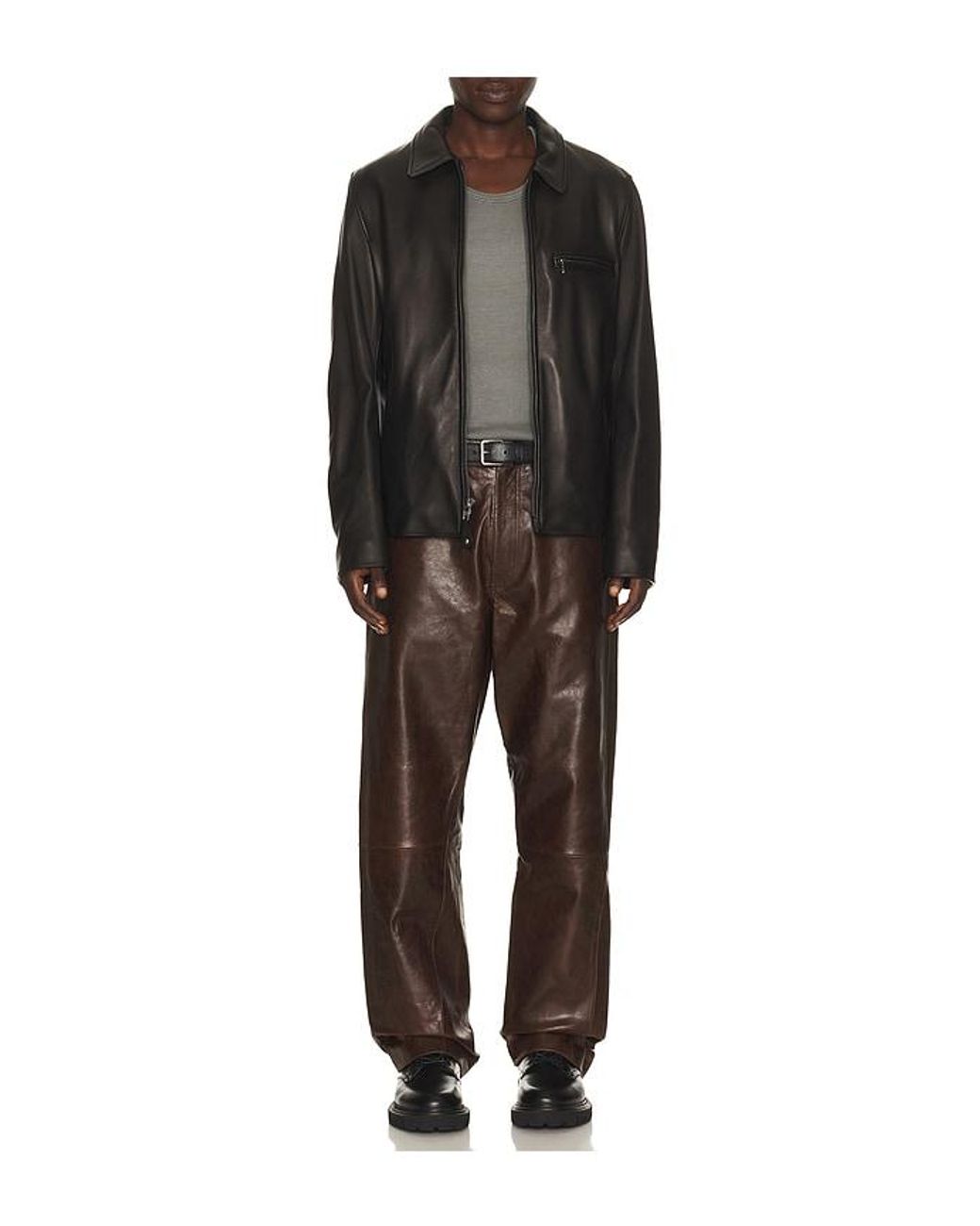 sunflower Black Wide Twist Leather Pant for men