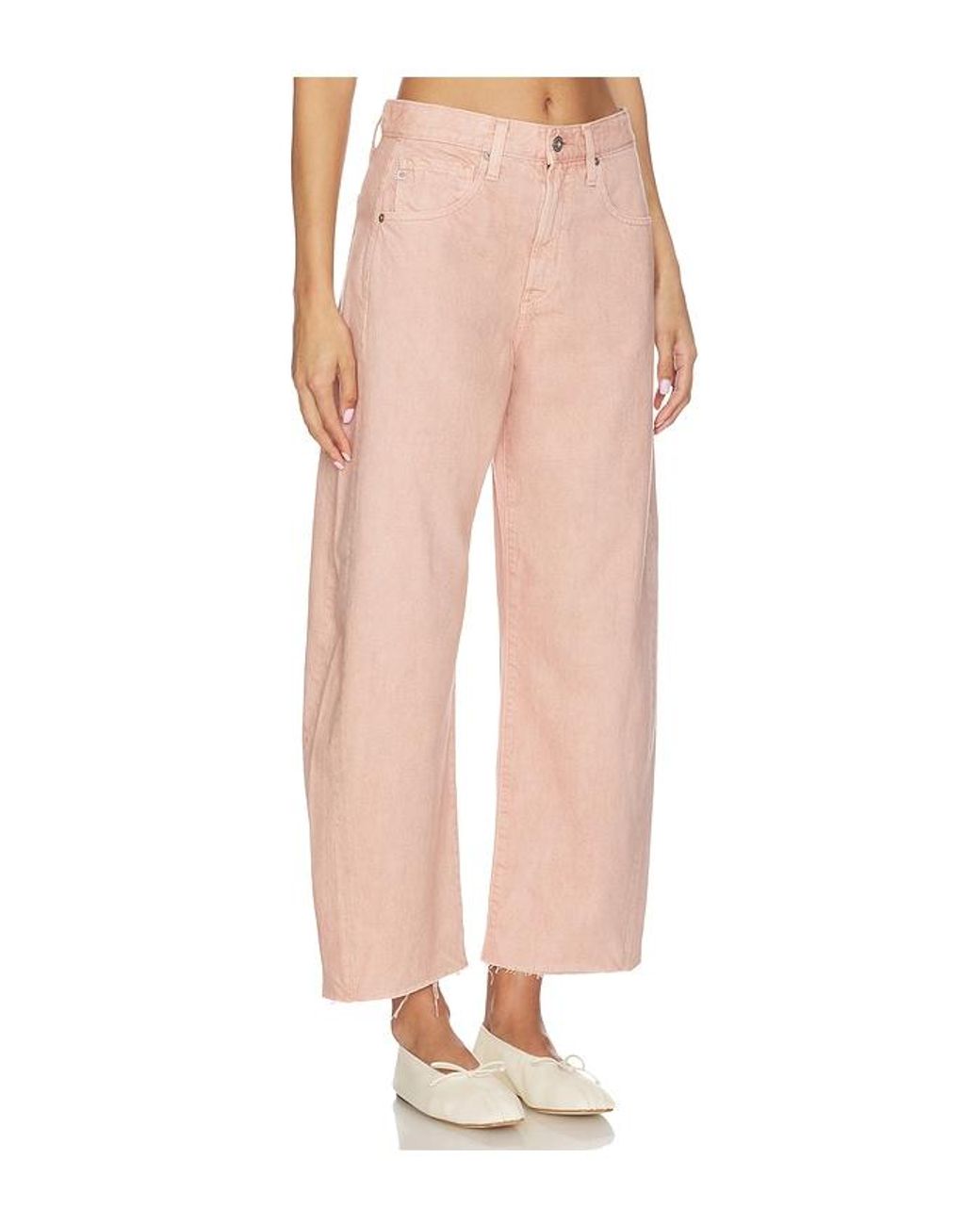 AG Jeans Pink Hattie Crop Straight Leg Jeans