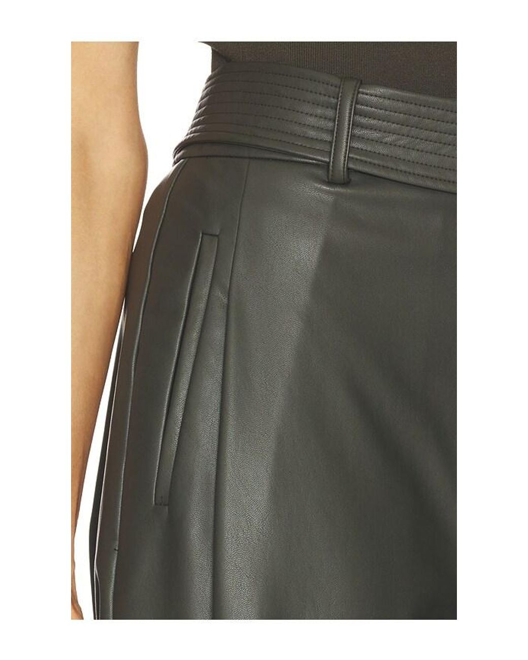 LAPOINTE Green Hose Faux Leather Belted Tapered