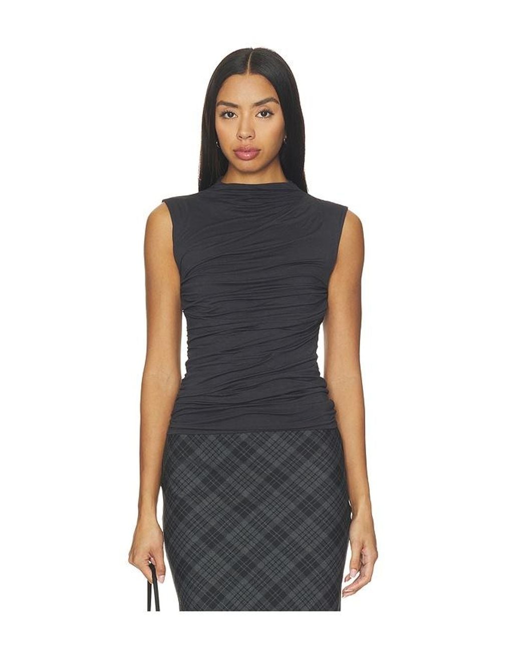 Enza Costa Black Fluid Viscose Jersey Sleeveless Twist Top