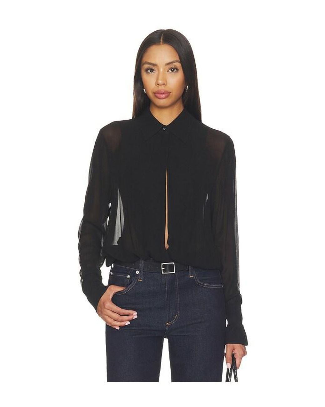 ÉTERNE Black Vivi Viscose Georgette Blouse