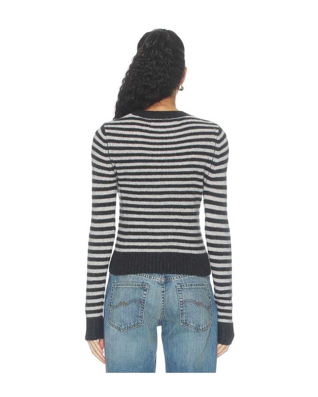 Enza Costa Multicolor Cashmere Shrunken Crewneck Sweater