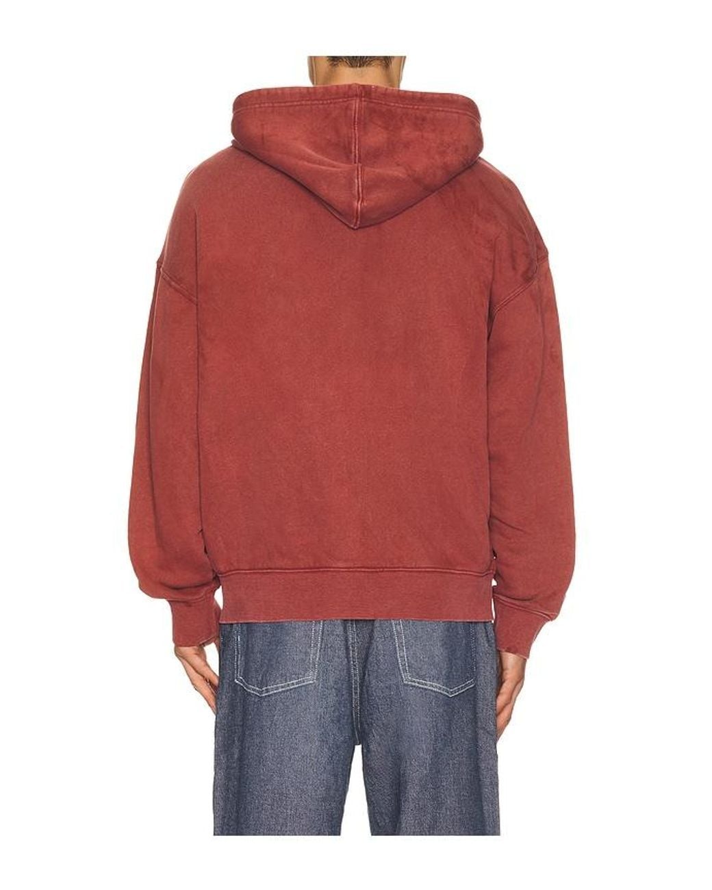 Guess Red Chain Stitch Zip Up Hoodie for men