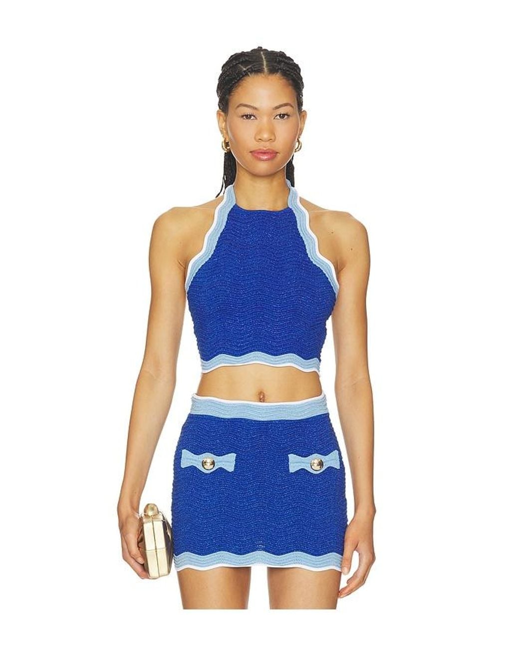 retroféte Blue Aminta Knit Top