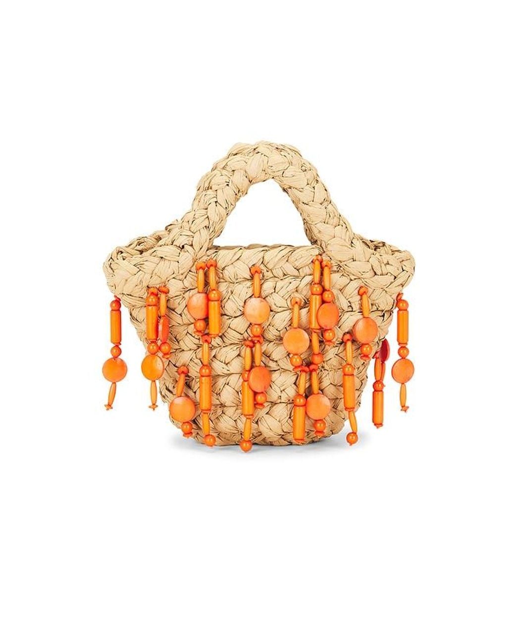 Simon Miller Orange Beaded Mercado Mini Tote Bag