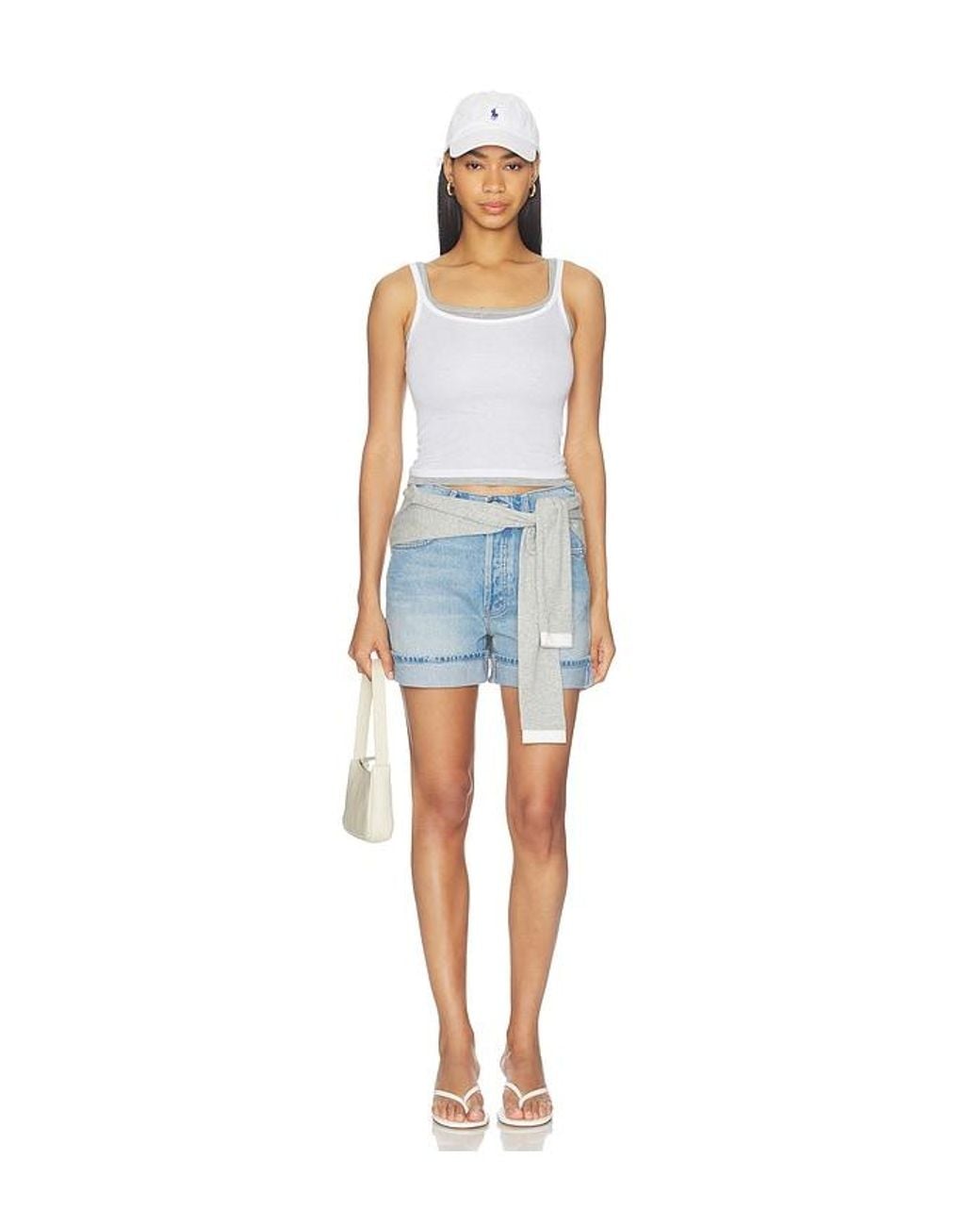 Mother Blue Culotte Cuffed Short
