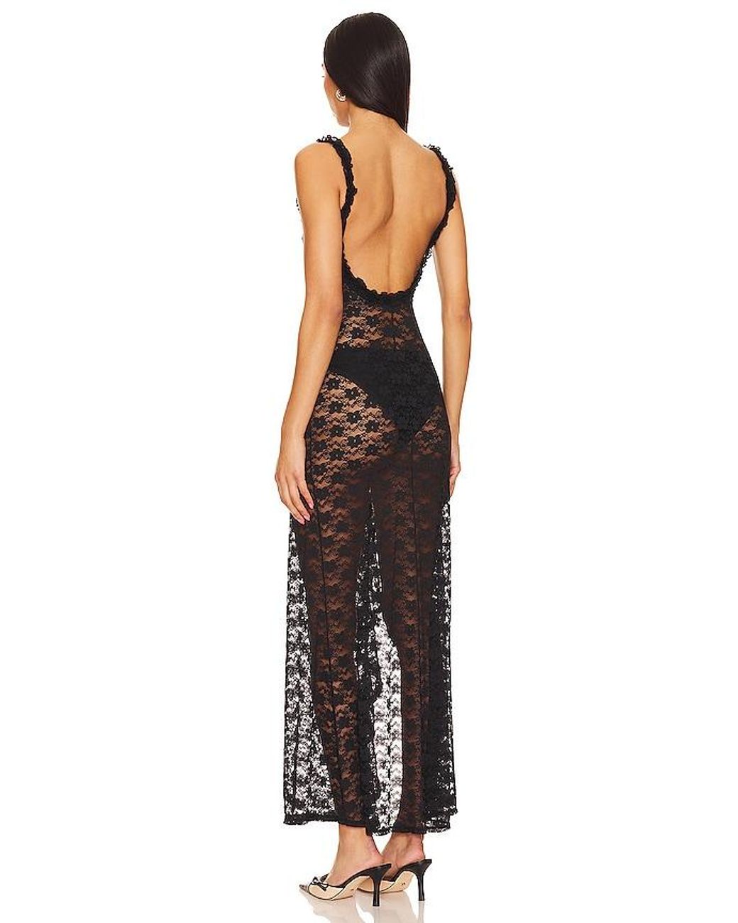 Lovers + Friends Black Drew Sheer Maxi Dress