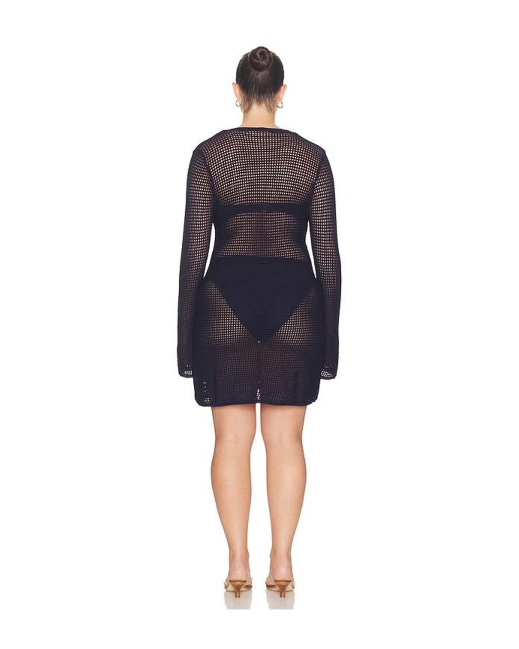 GOOD AMERICAN Black Crochet Mini Dress