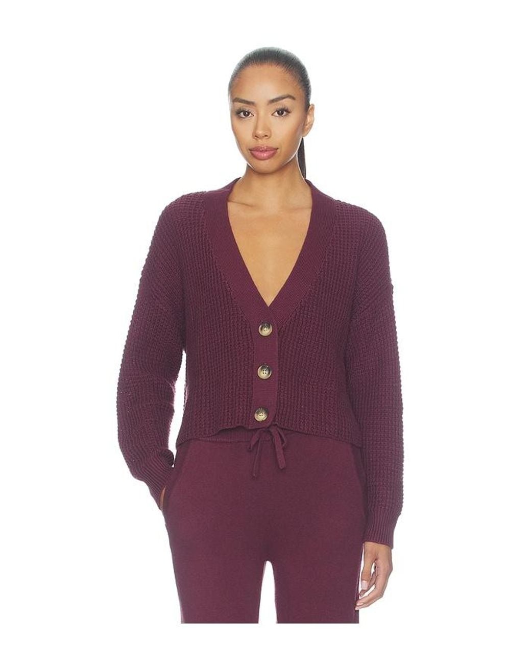 Eberjey Purple Recy Sweater Crop Cardigan