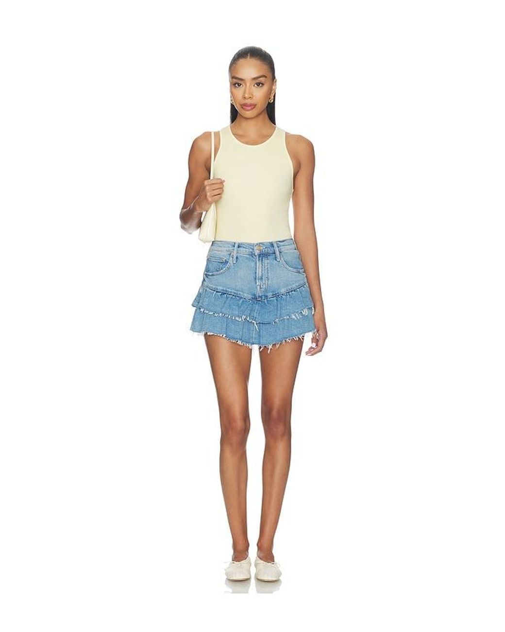 Mother Blue The Ruffle My Feathers Mini Fray Skirt