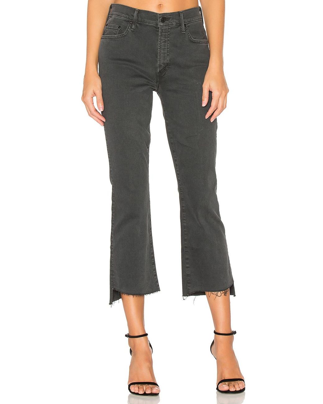 Mother The Insider Crop Step Fray in Black | Lyst