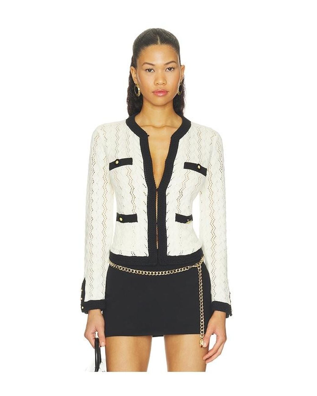 L'Agence White Zephyra Pointelle Cardigan