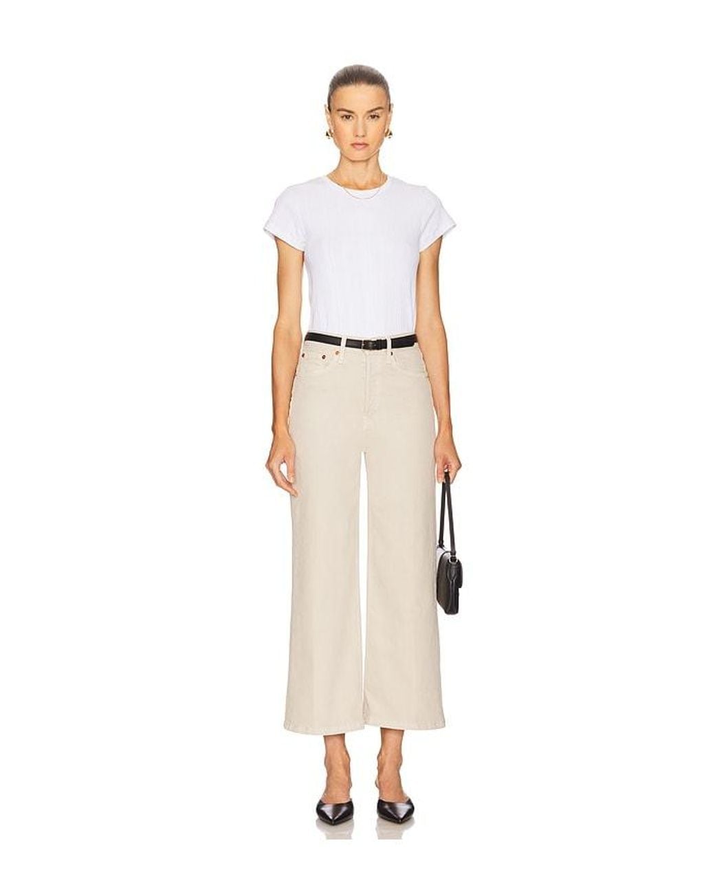 Re/done Natural High Rise Wide Leg Crop Jeans