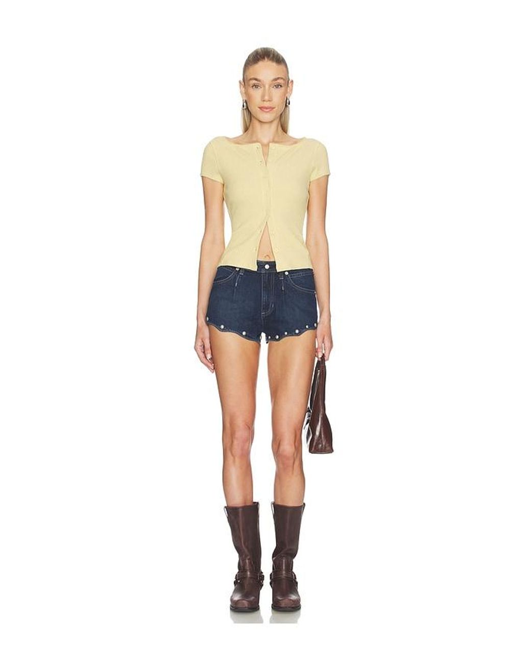 Free People Blue X We The Free Late Night Stud Short