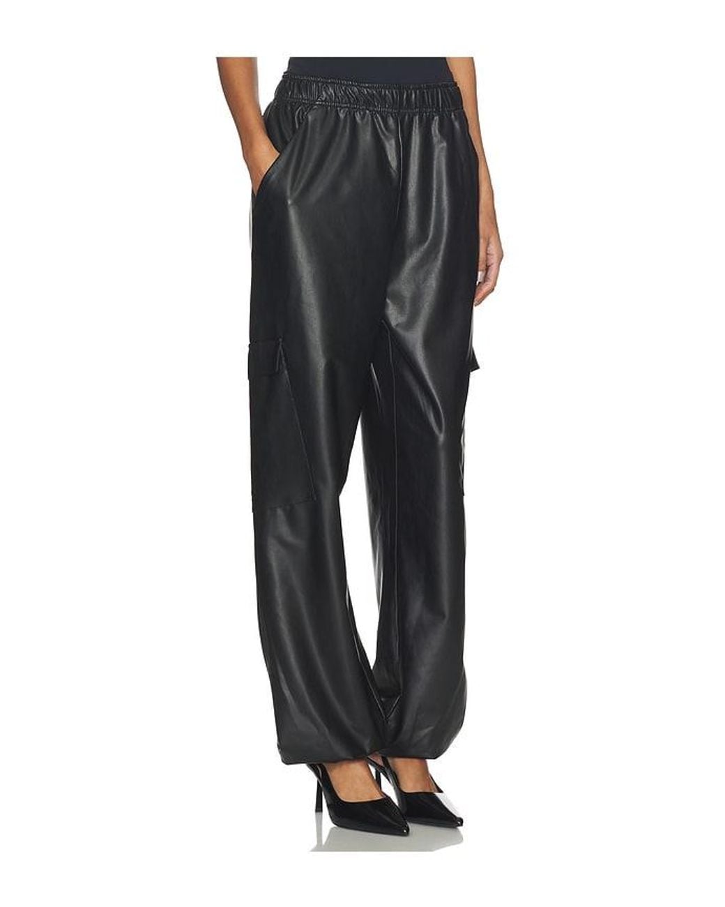 LAPOINTE Black Textured Faux Leather Jogger