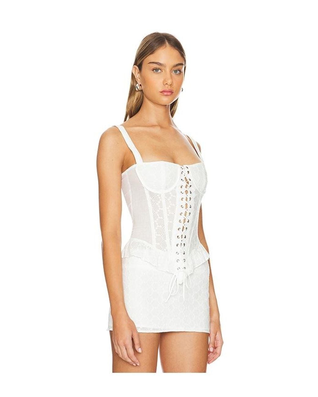 Lioness White Prophecy Tie Up Corset