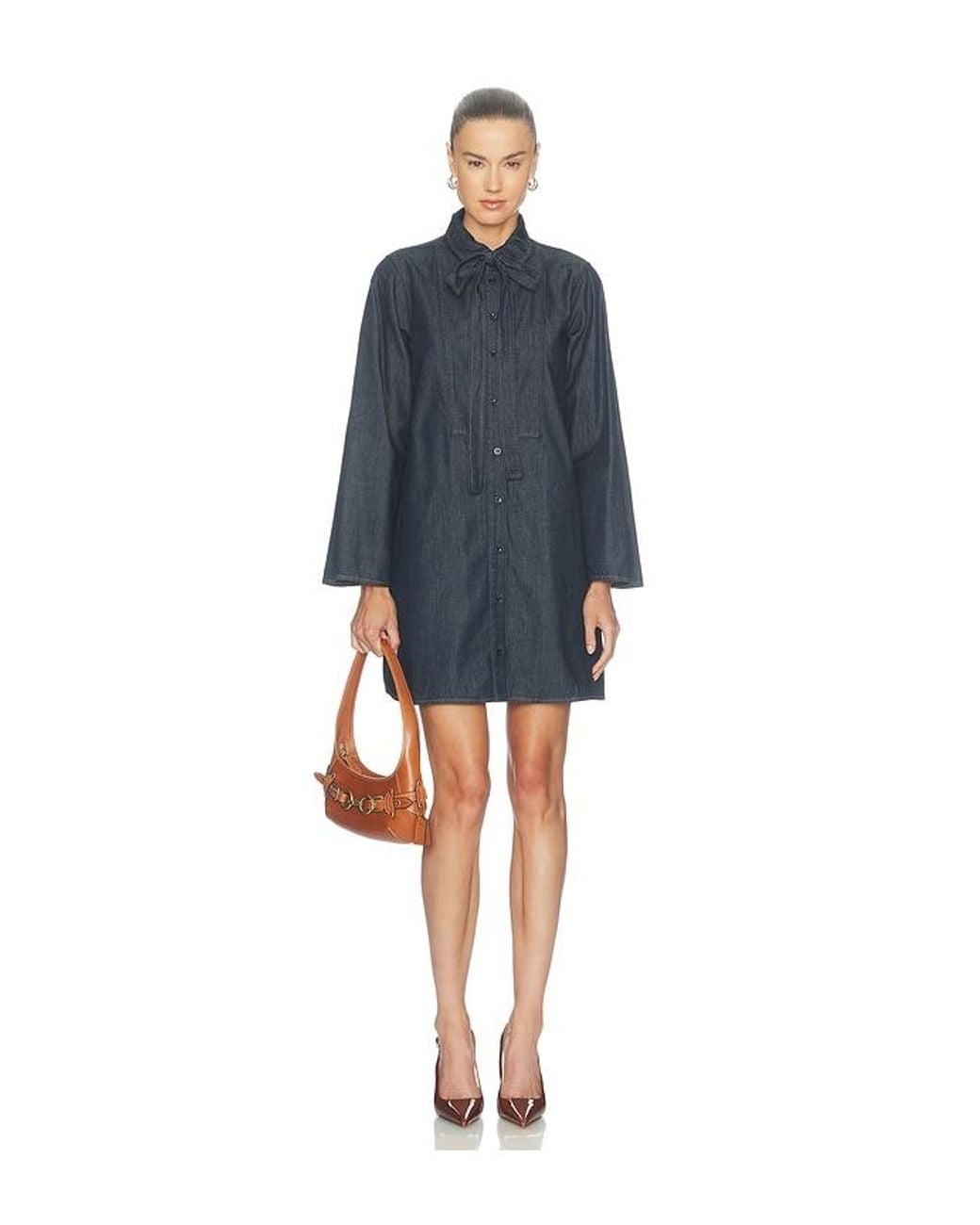 FRAME Blue The Denim Tuxedo Dress