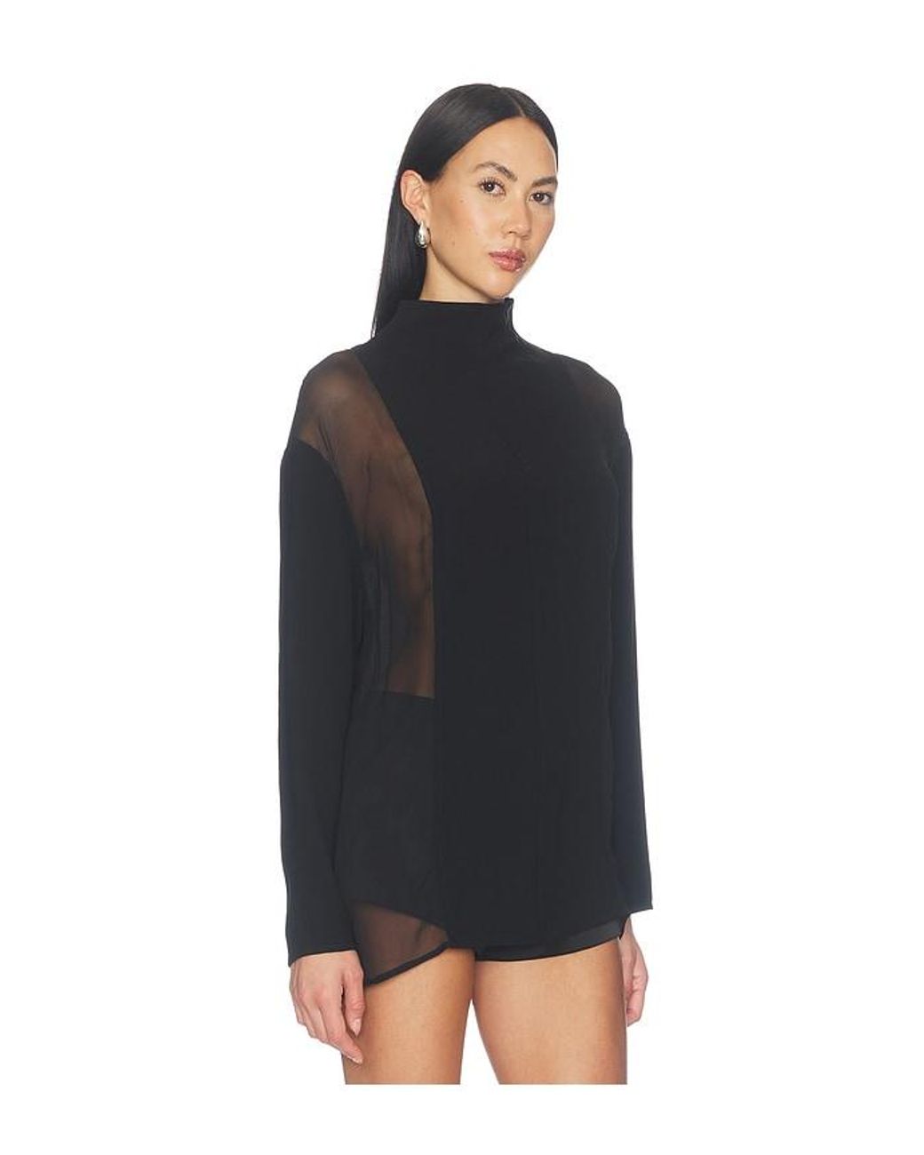 Sans Faff Black Mockneck Silkshirt