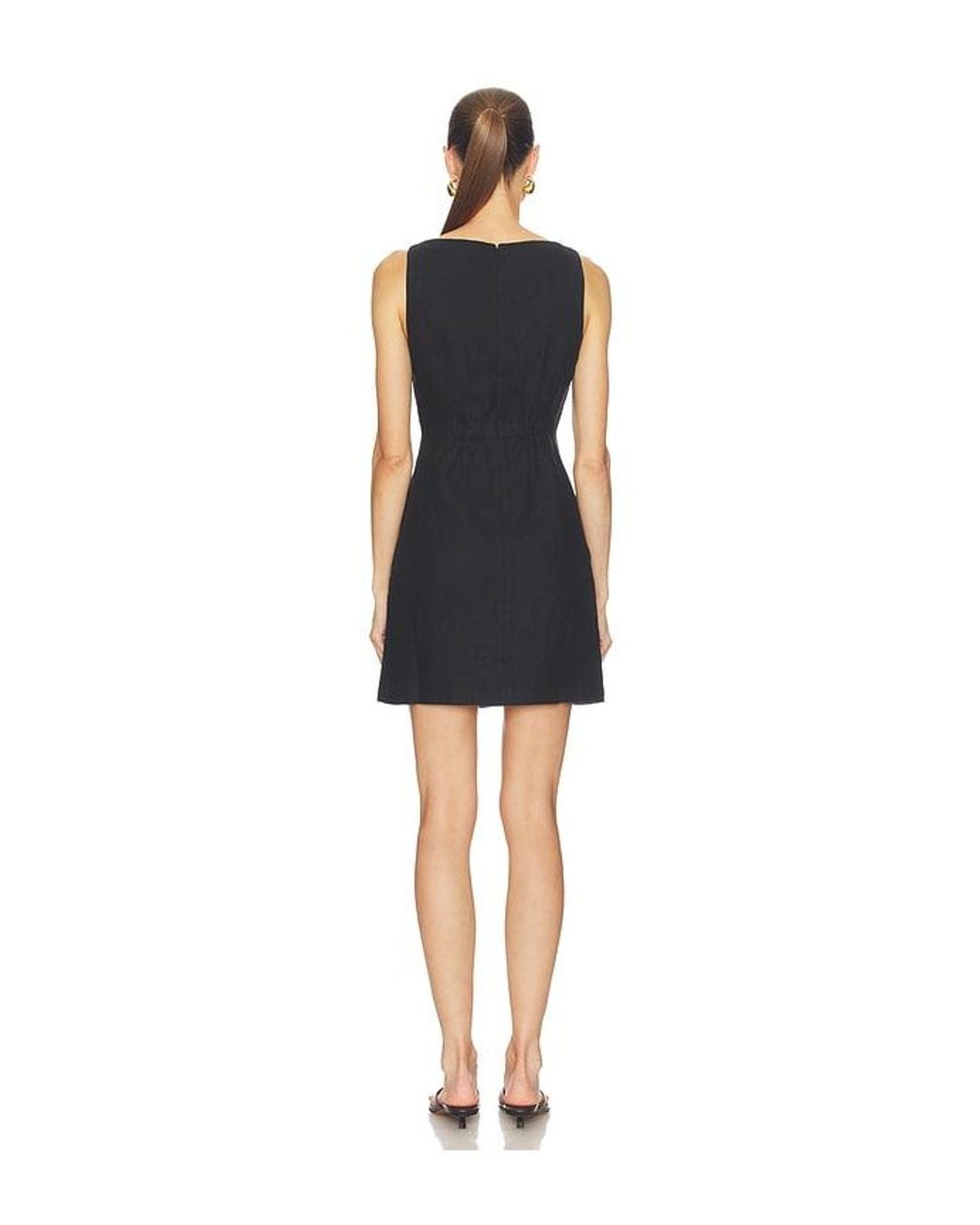 Madewell Black Boatneck Shirred Mini Dress