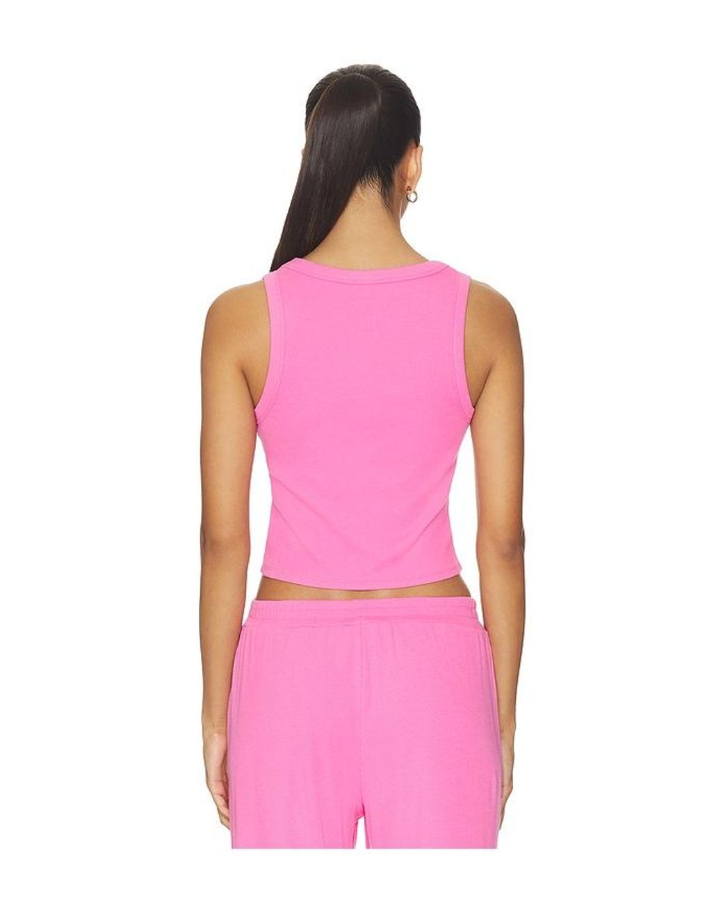 LNA Pink Kat Rib Crop Tank