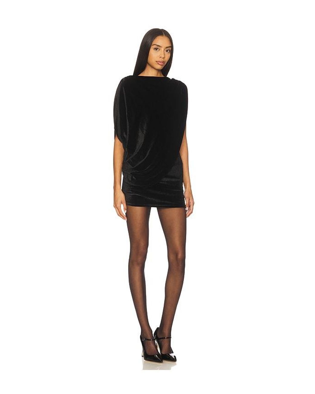 MORE TO COME Black Annmarie Velvet Mini Dress