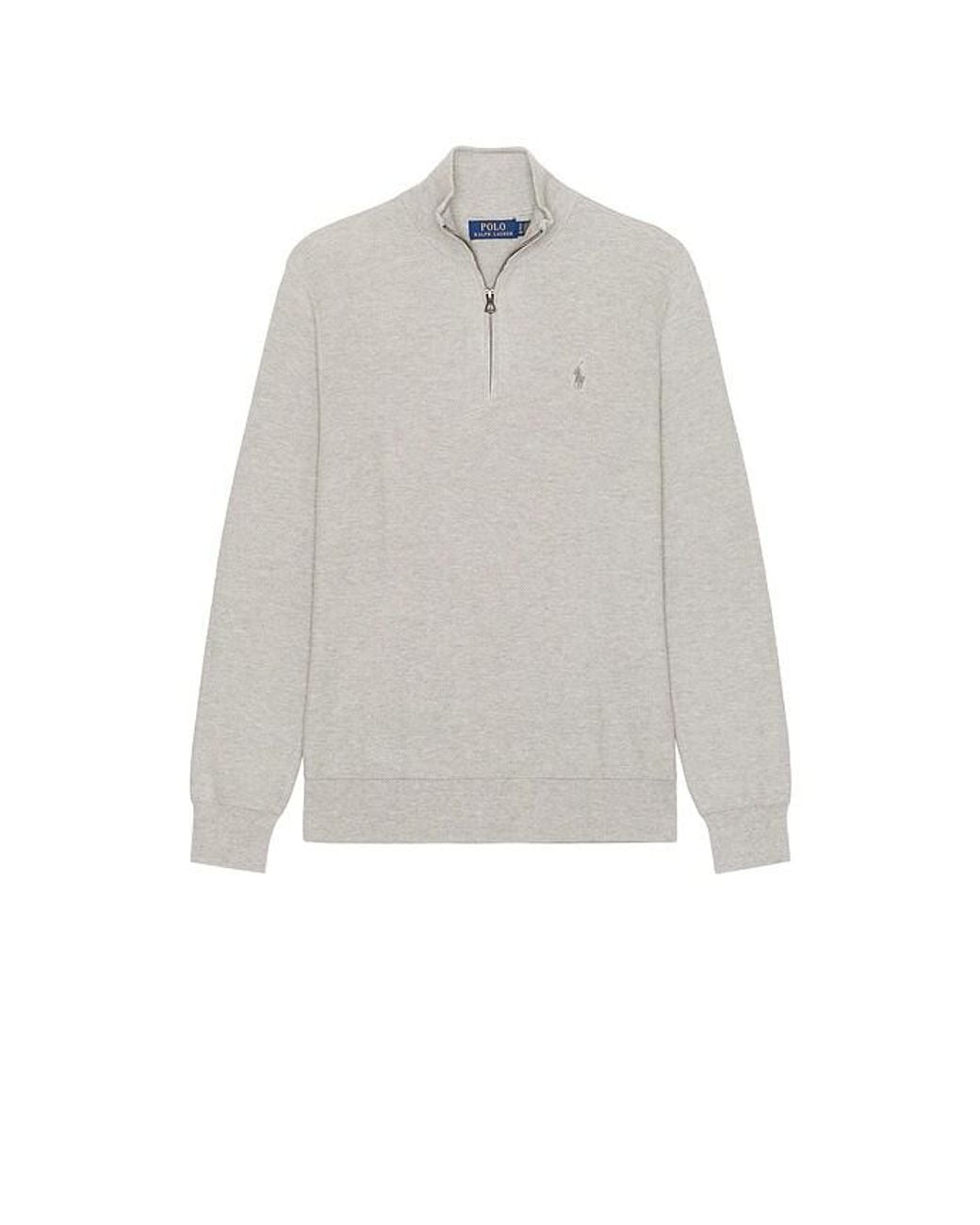 Polo Ralph Lauren Gray Cotton 1/2 Zip Pullover Sweater for men