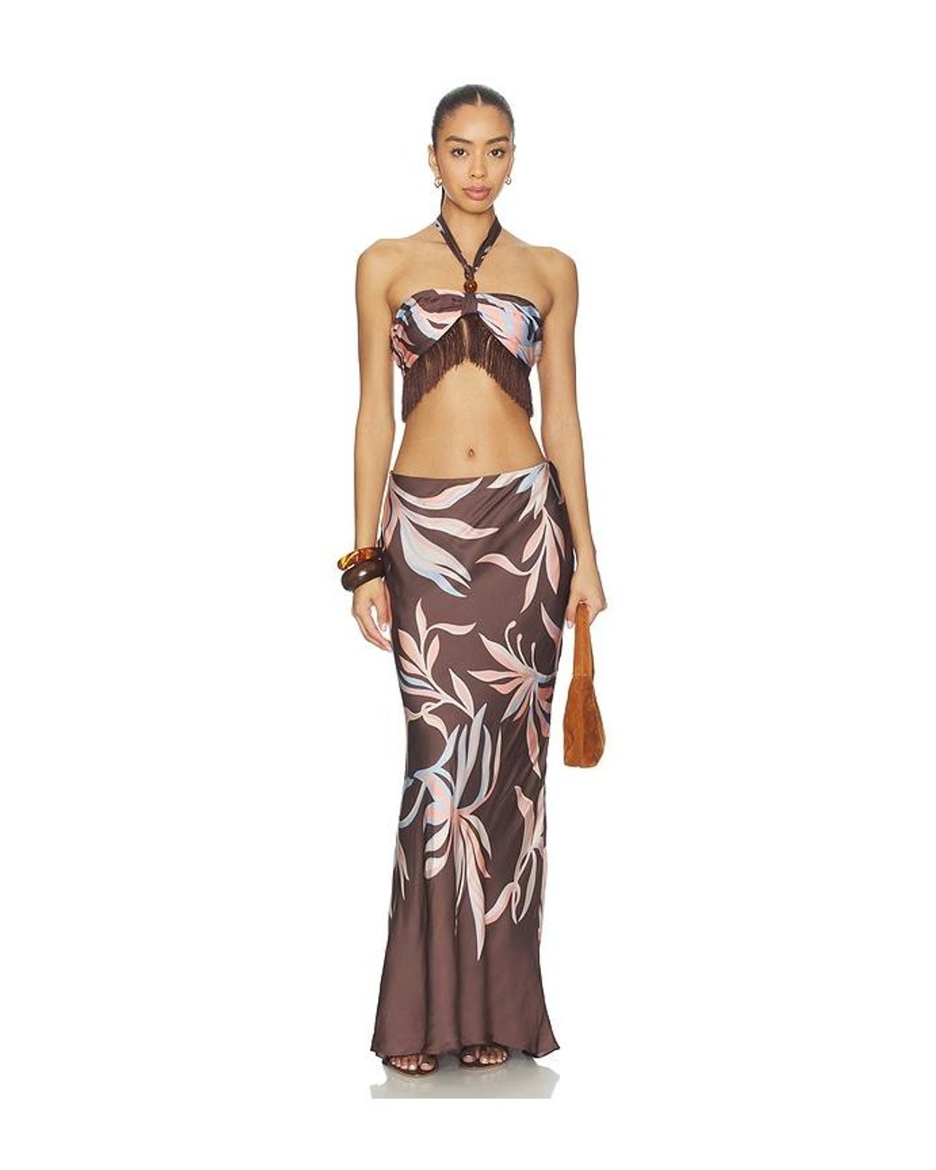 Rococo Sand Brown Floral Maxi Skirt