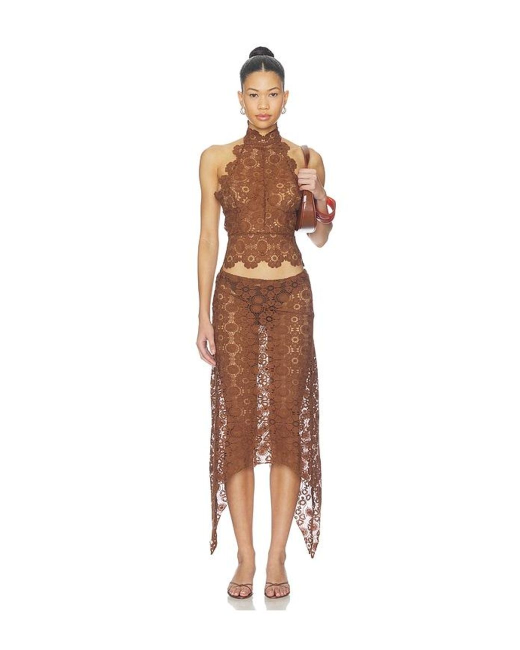 Lioness Brown Trophy Midi Skirt