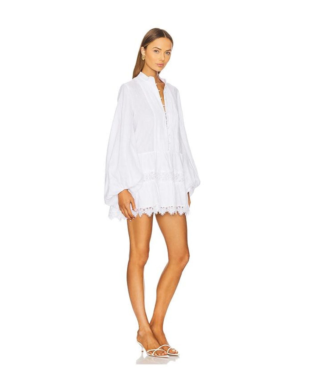 Bardot White Antonia Lace Trim Mini Dress
