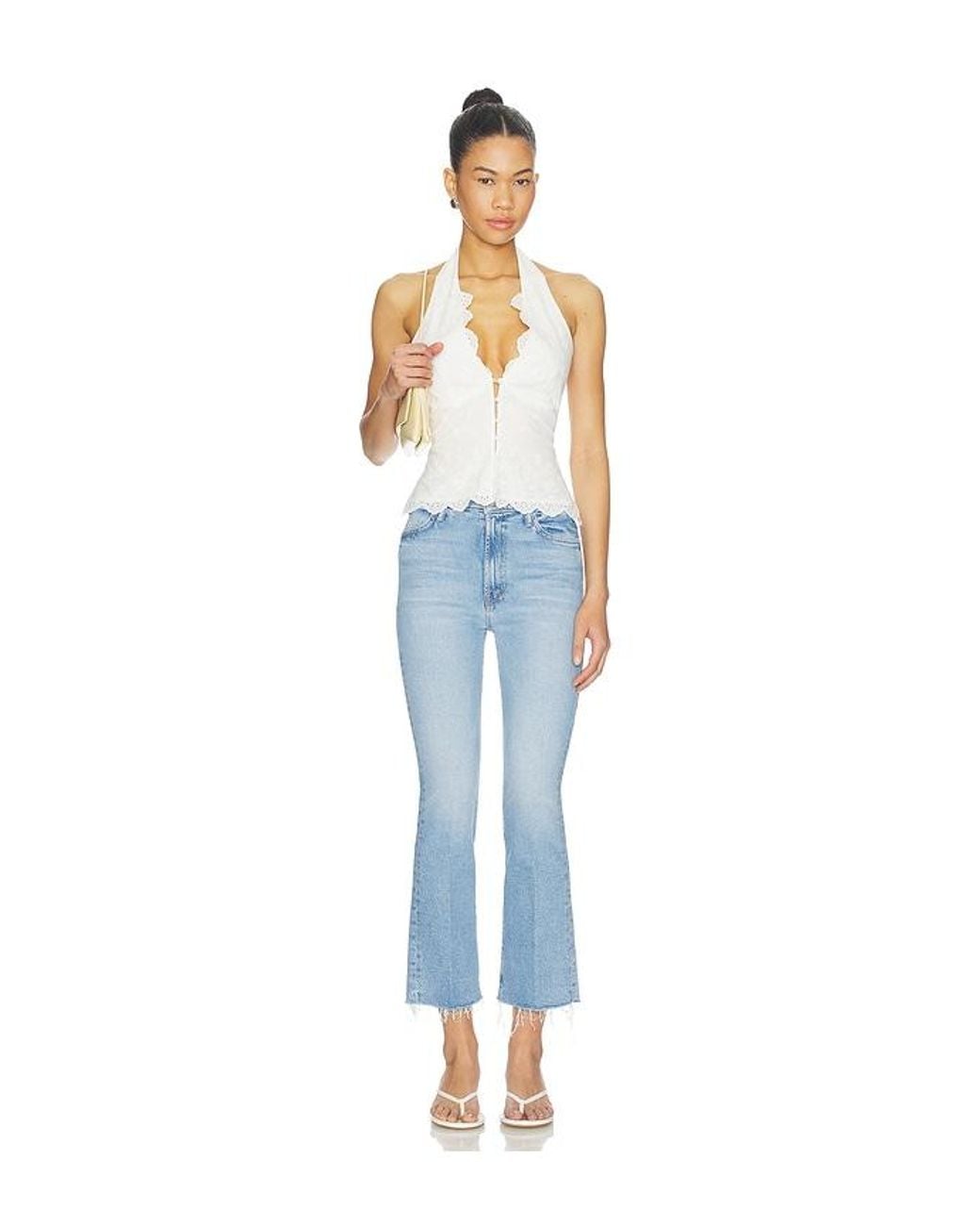 Mother Blue Lil Petite Hustler Ankle Fray Jeans