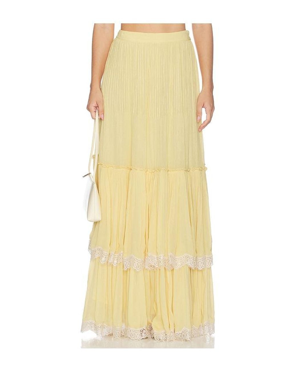 Hemant & Nandita Yellow Pintuck Maxi Skirt