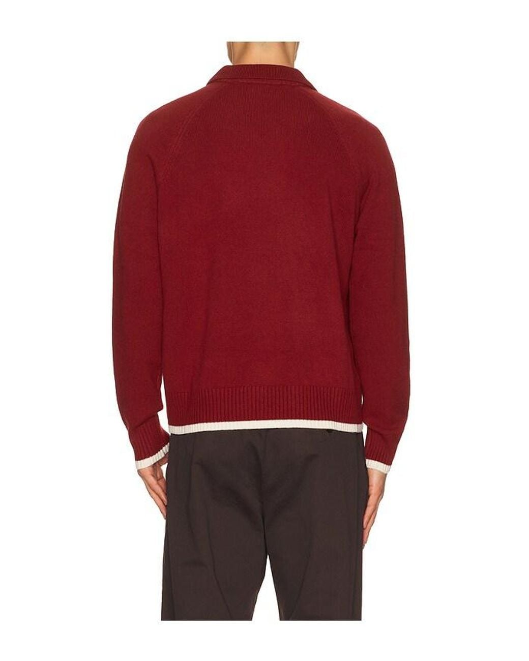 Palm Angels Red Palm Tree Knit Loose V Neck Polo for men