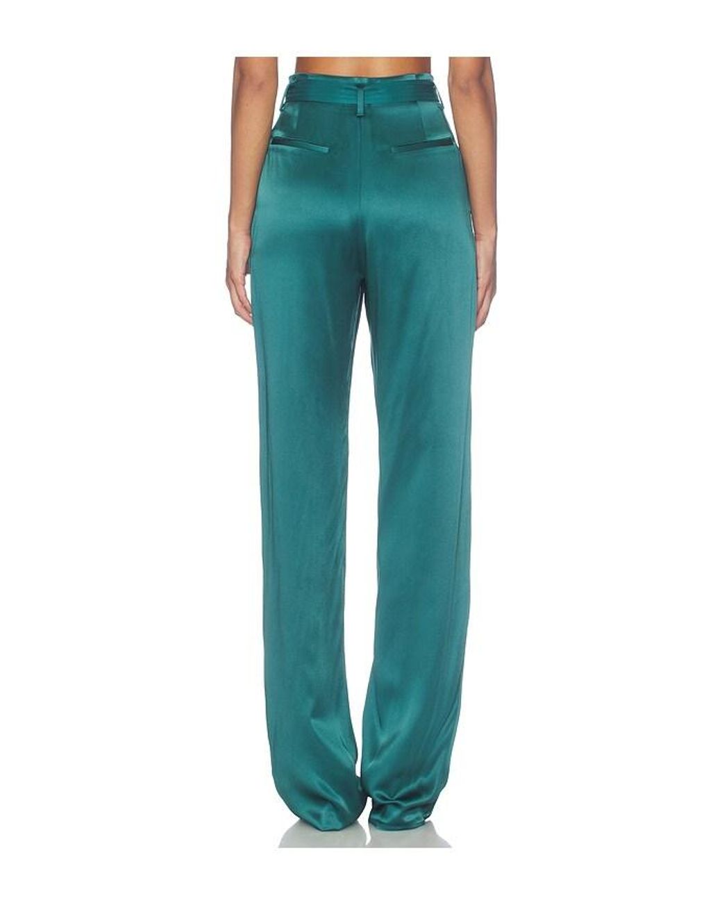 LAPOINTE Blue Satin Belted Pant