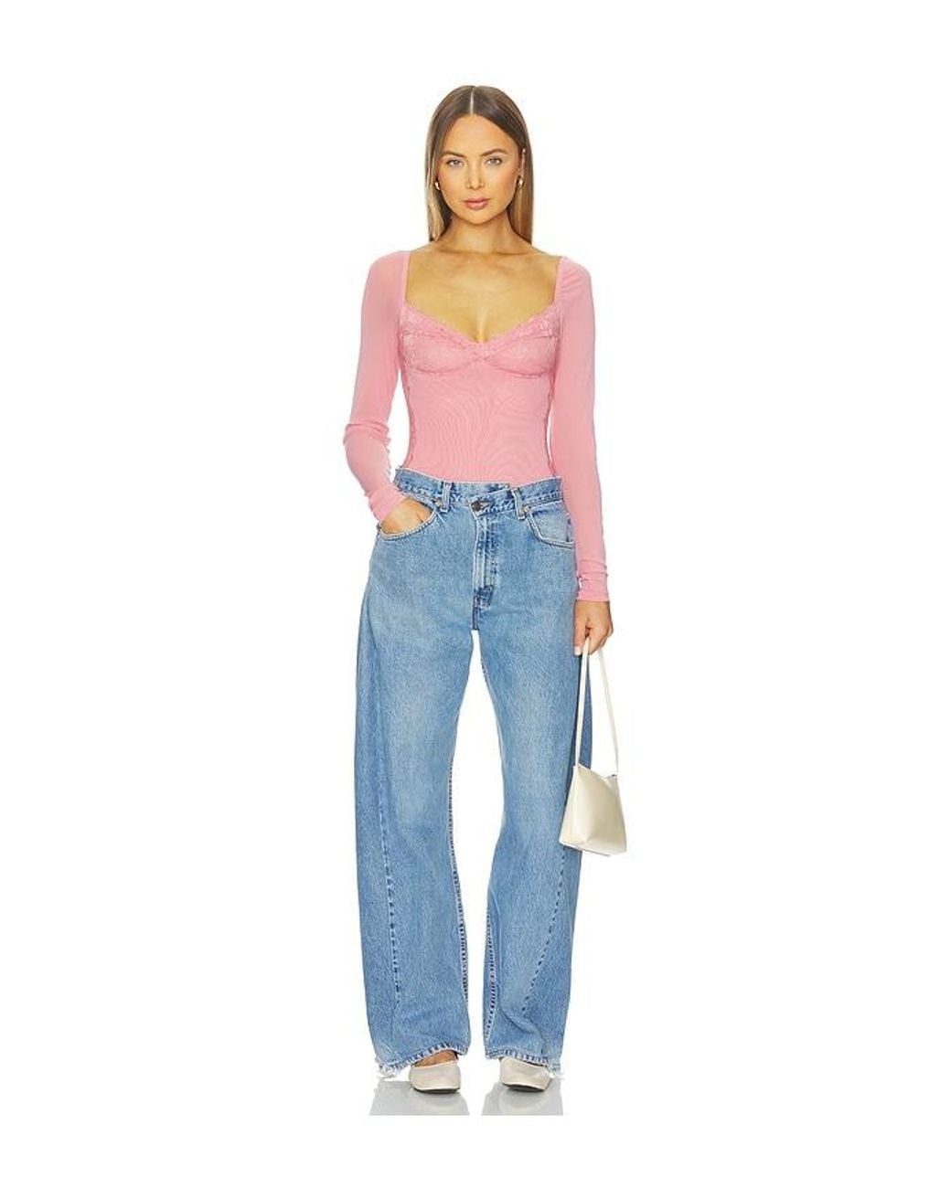 Free People Blue Suddenly Fine Bodysuit