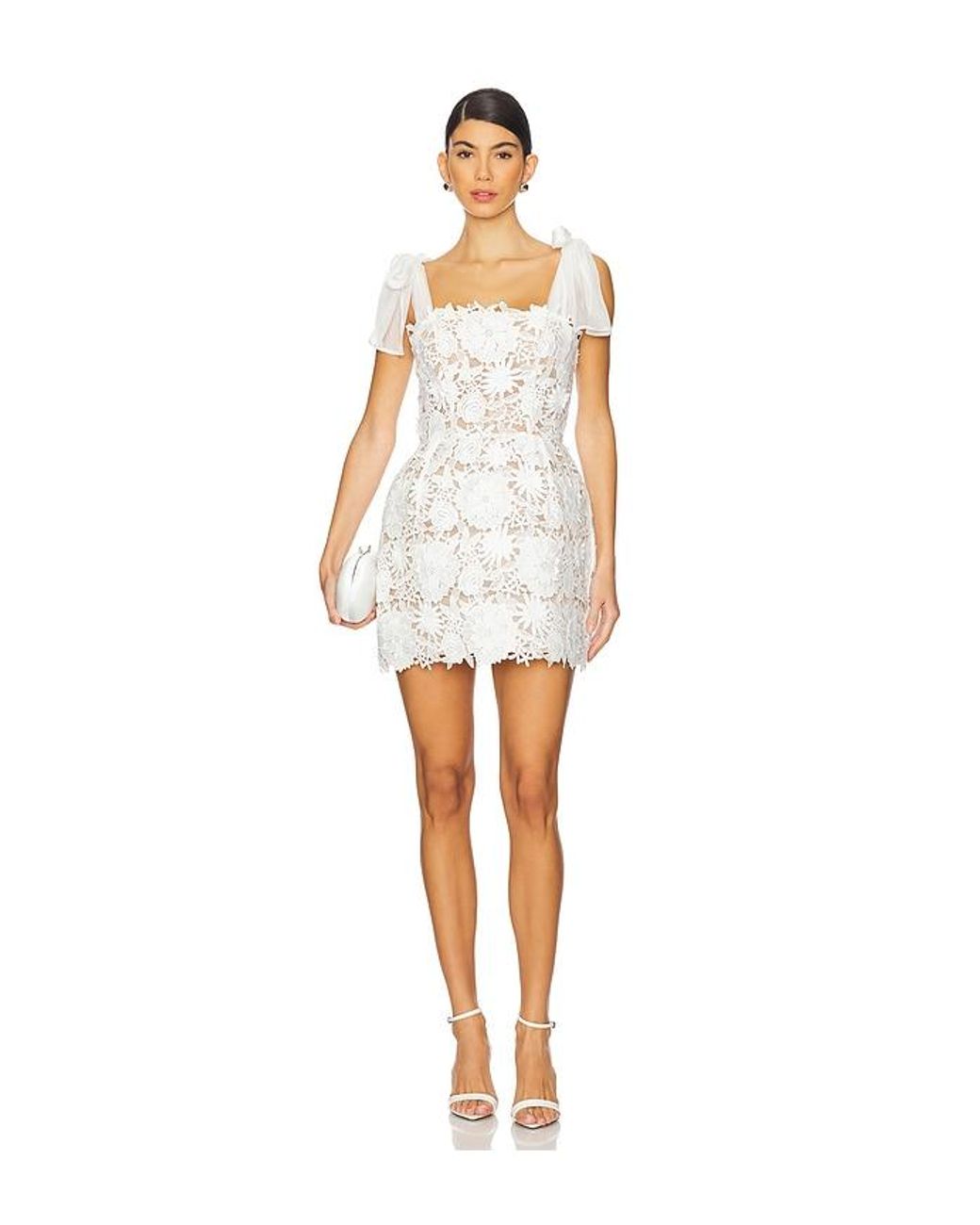 chinese dress ladies Bronx and Banco Maia White Lace Tie Shoulder Mini Dress