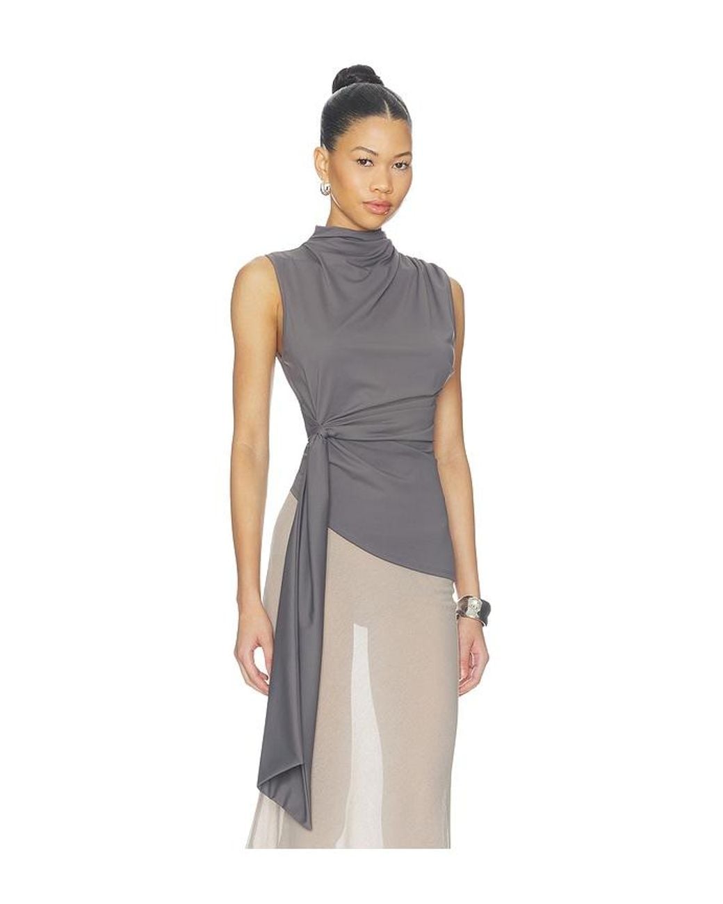 ALL THE WAYS Blue Marisol Drape Top