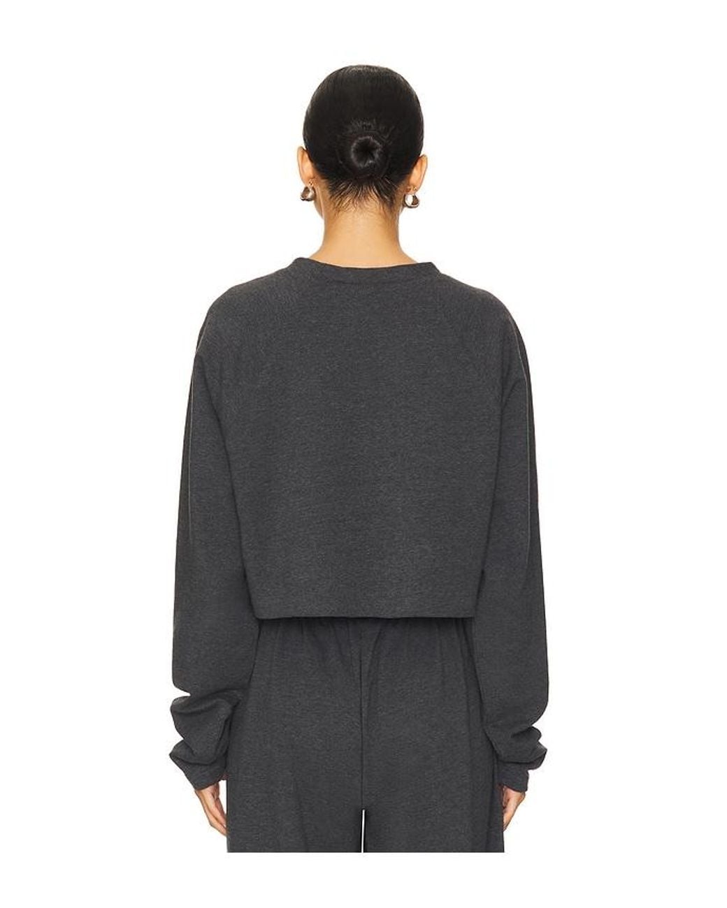 Norma Kamali Black Oversized Cropped Cotton Tee