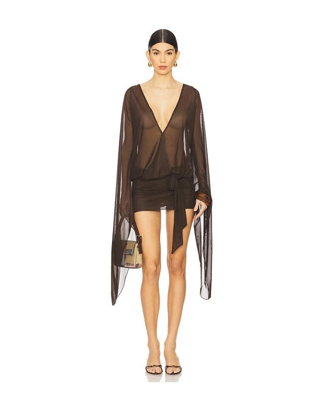 Jaded London Draped Xxl Sleeve Dress in Black | Lyst