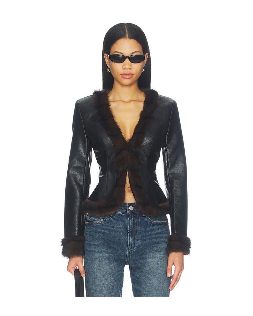 MORE TO COME Black Clarissa Faux Fur Jacket