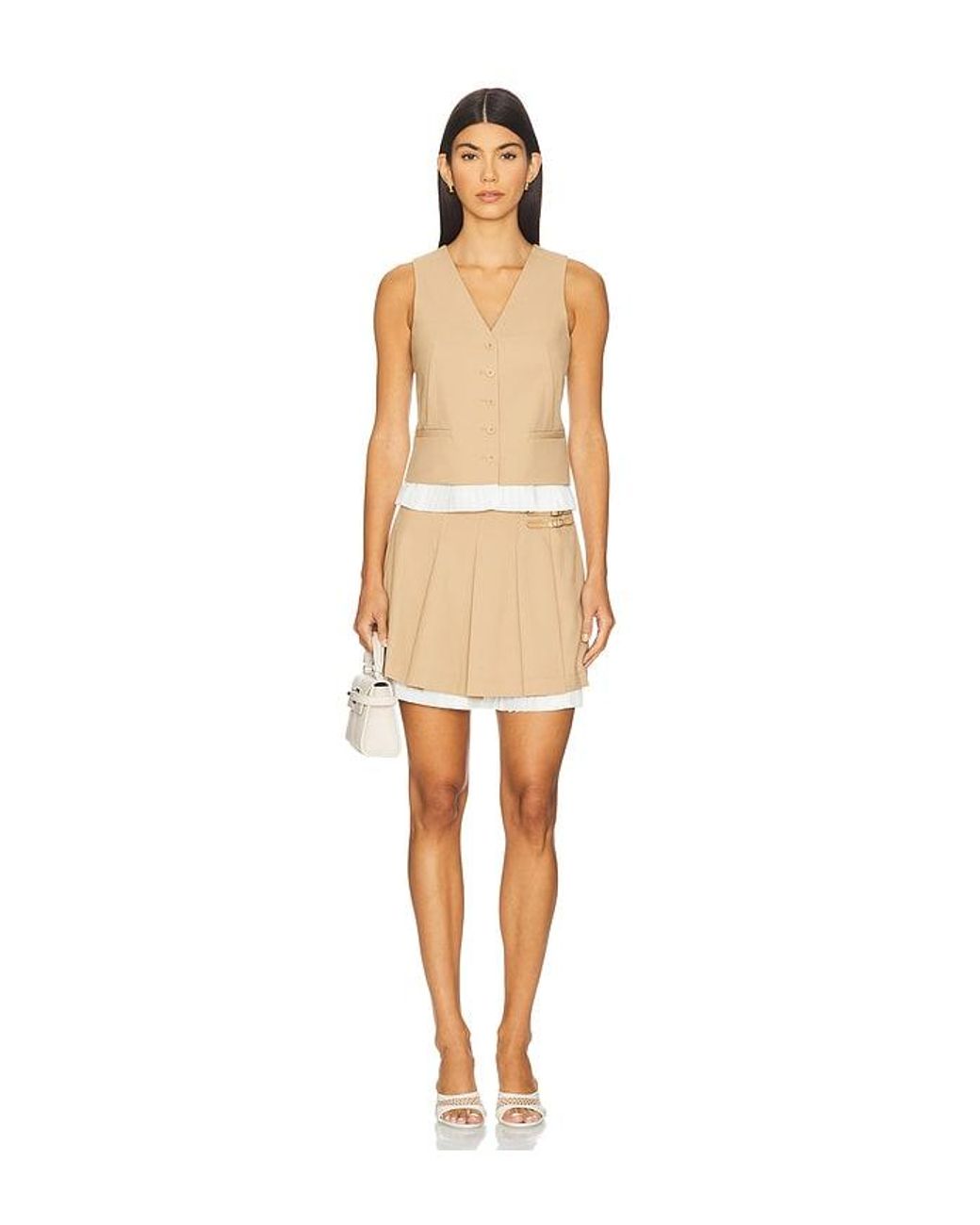 Jonathan Simkhai White Suzie Pleated Short