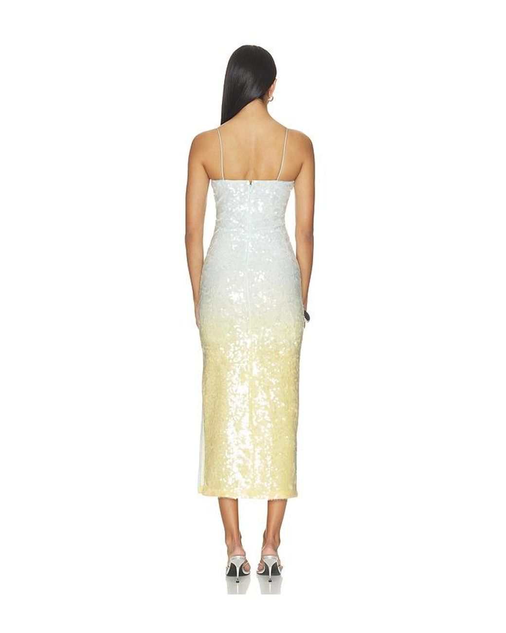 Alice + Olivia Metallic Delora Sequin Strapless Midi Dress