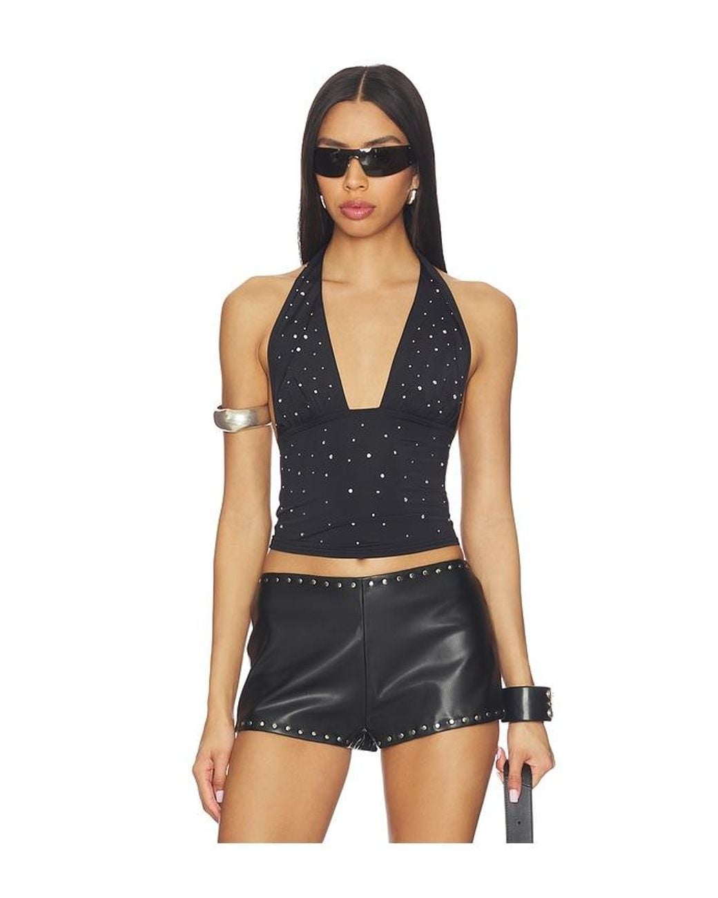 superdown Black Sheren Studded Top